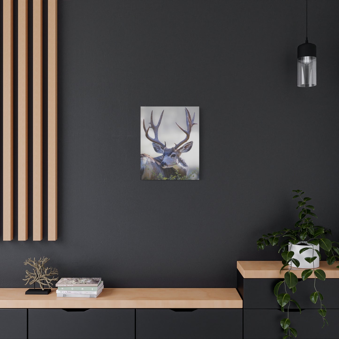 STICKERS MULE DEER BUCK STRETCHED CANVAS PRINT