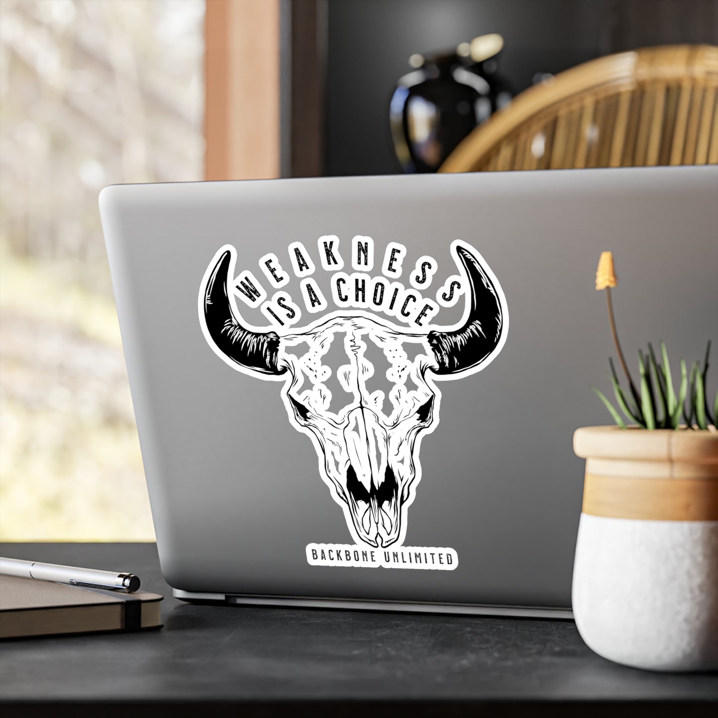 WEAKNESS IS A CHOICE BISON SKULL STICKERS
