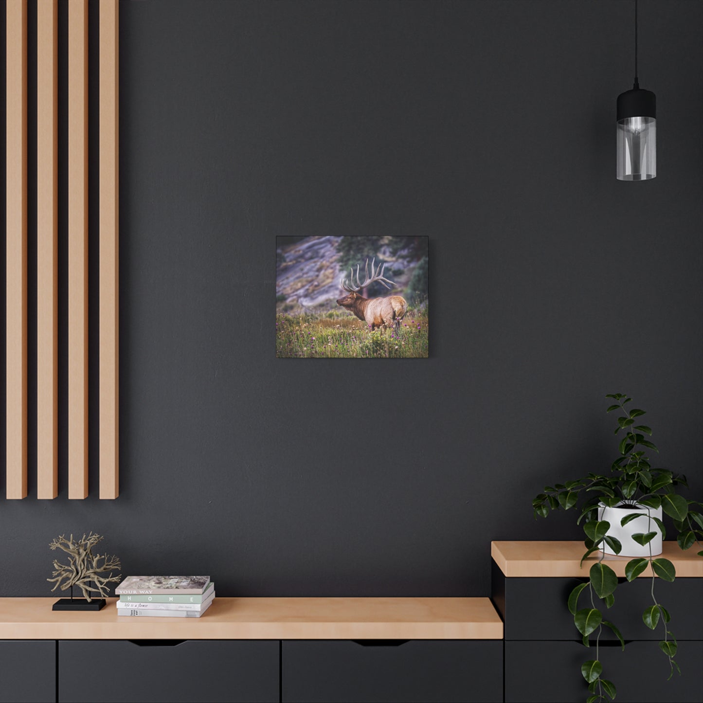 KING OF THE MEADOW BULL ELK STRETCHED CANVAS PRINT