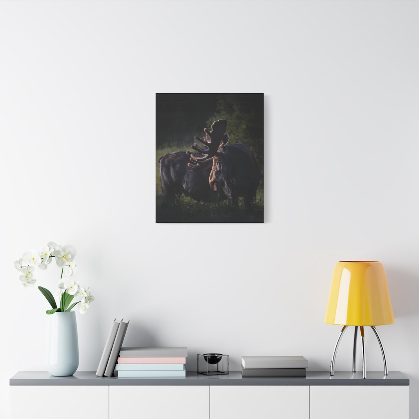 VELVET HIGHLIGHTS BULL MOOSE STRETCHED CANVAS PRINT