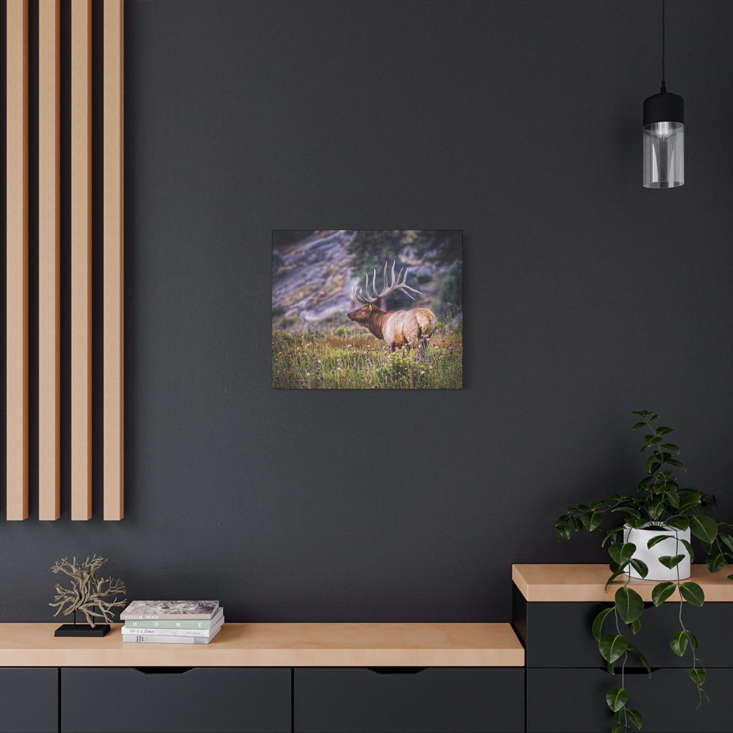 KING OF THE MEADOW BULL ELK STRETCHED CANVAS PRINT