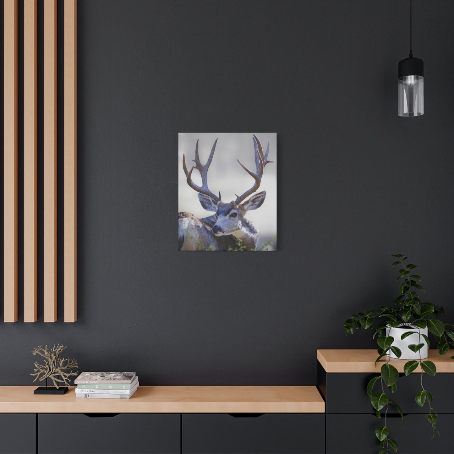 STICKERS MULE DEER BUCK STRETCHED CANVAS PRINT
