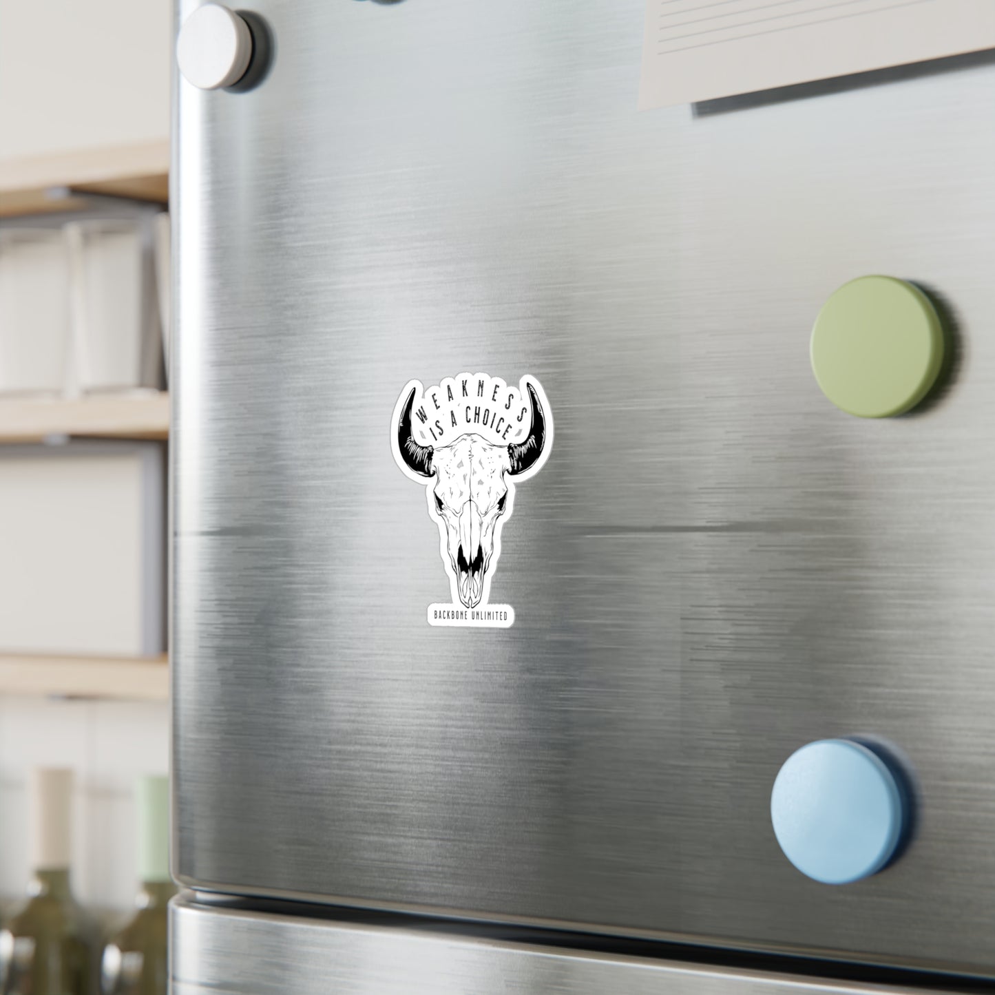 WEAKNESS IS A CHOICE BISON SKULL STICKERS