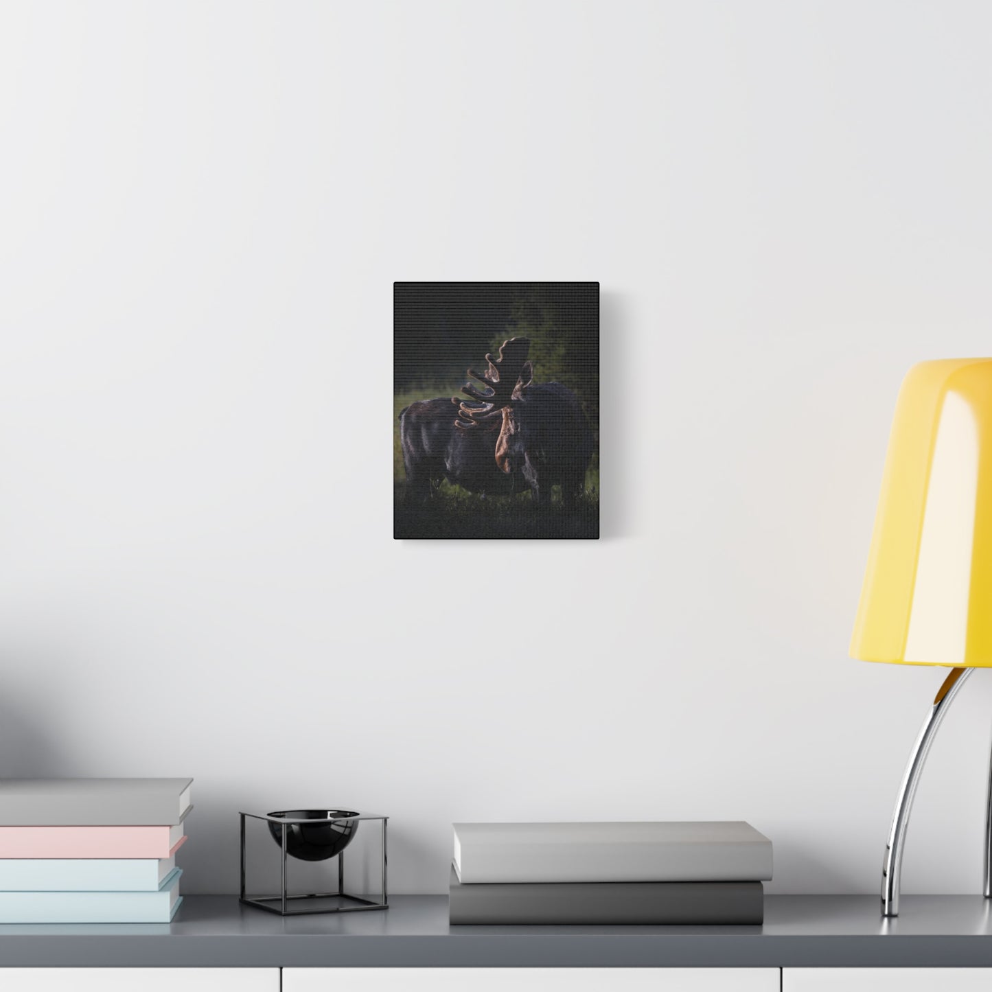 VELVET HIGHLIGHTS BULL MOOSE STRETCHED CANVAS PRINT