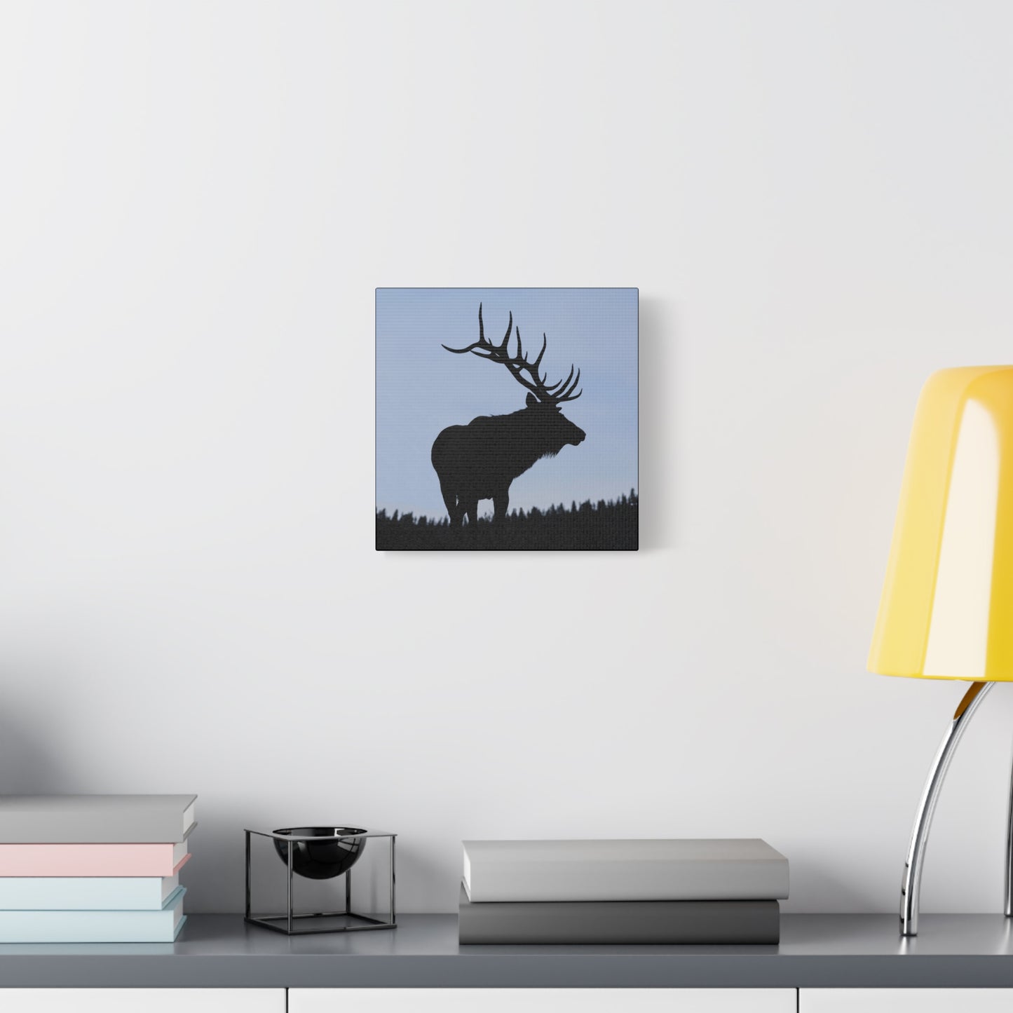 ROCKY MOUNTAIN SILHOUETTE BULL ELK STRETCHED CANVAS PRINT