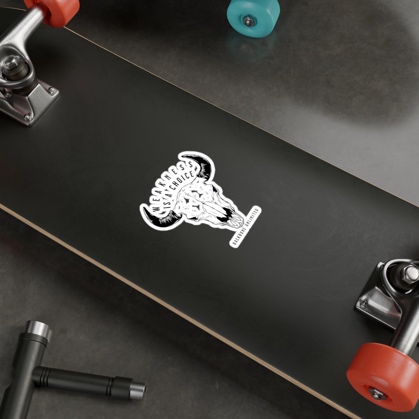 WEAKNESS IS A CHOICE BISON SKULL STICKERS