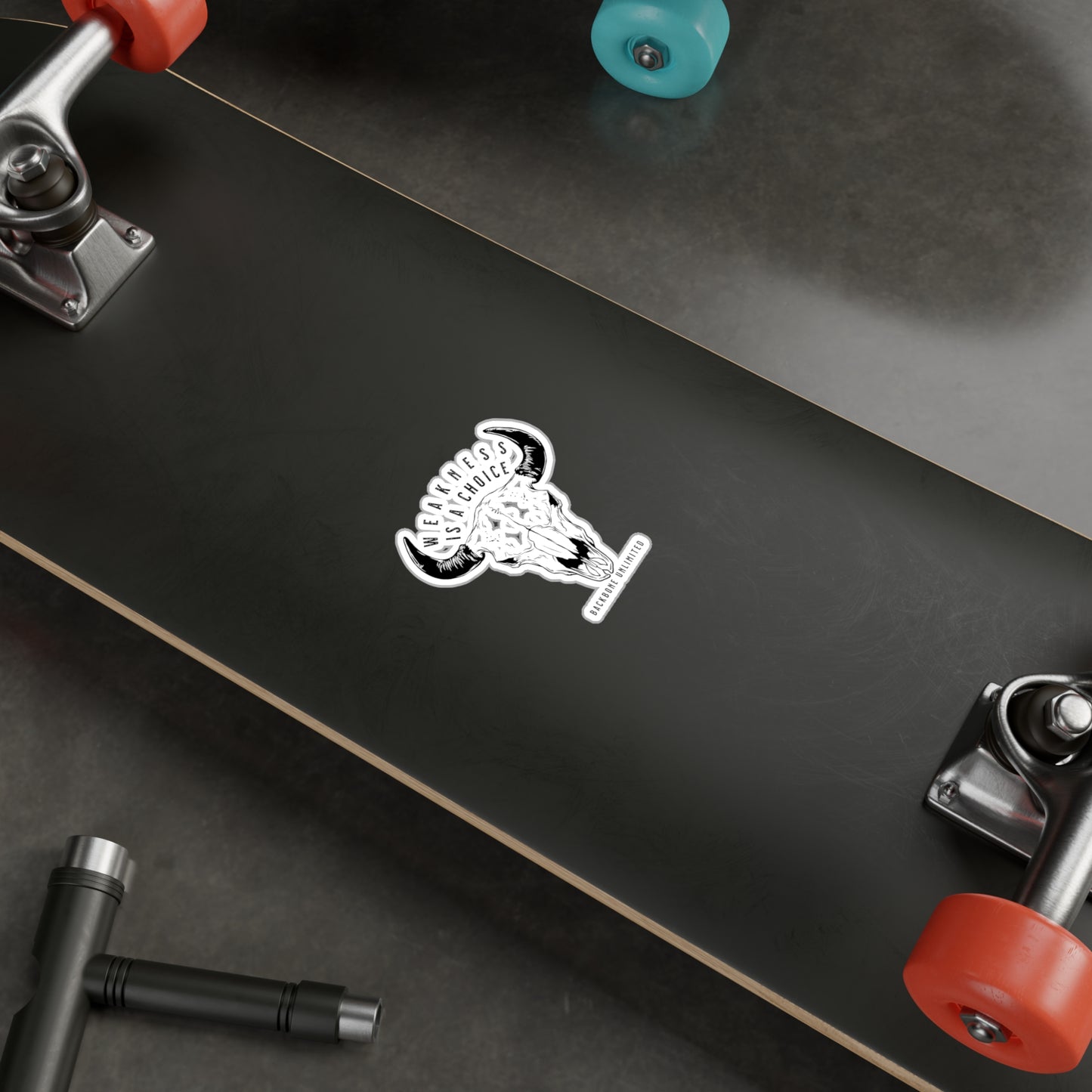 WEAKNESS IS A CHOICE BISON SKULL STICKERS