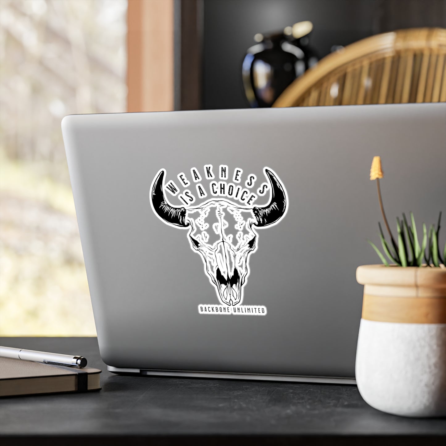 WEAKNESS IS A CHOICE BISON SKULL STICKERS
