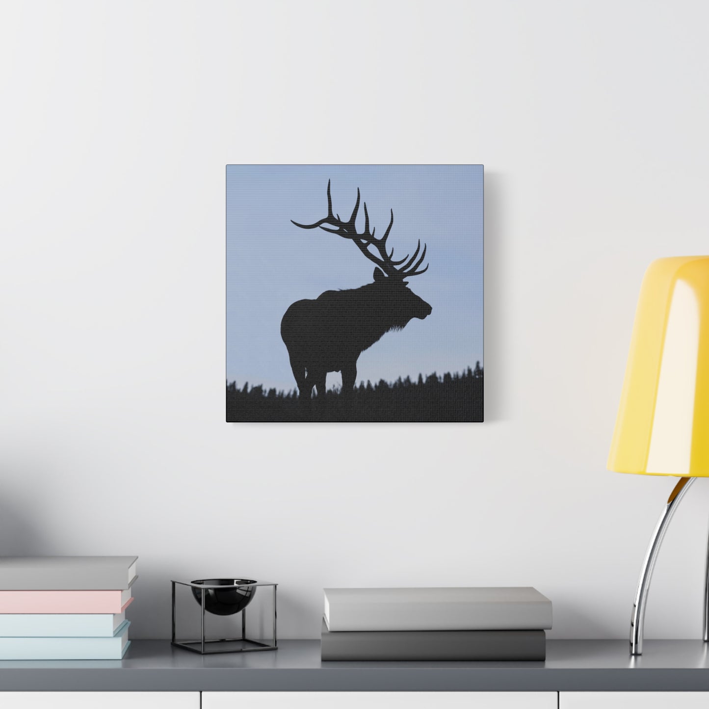 ROCKY MOUNTAIN SILHOUETTE BULL ELK STRETCHED CANVAS PRINT