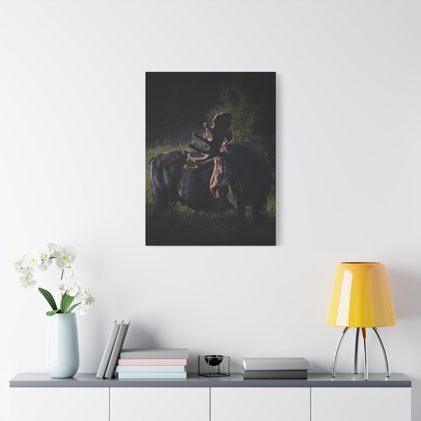 VELVET HIGHLIGHTS BULL MOOSE STRETCHED CANVAS PRINT
