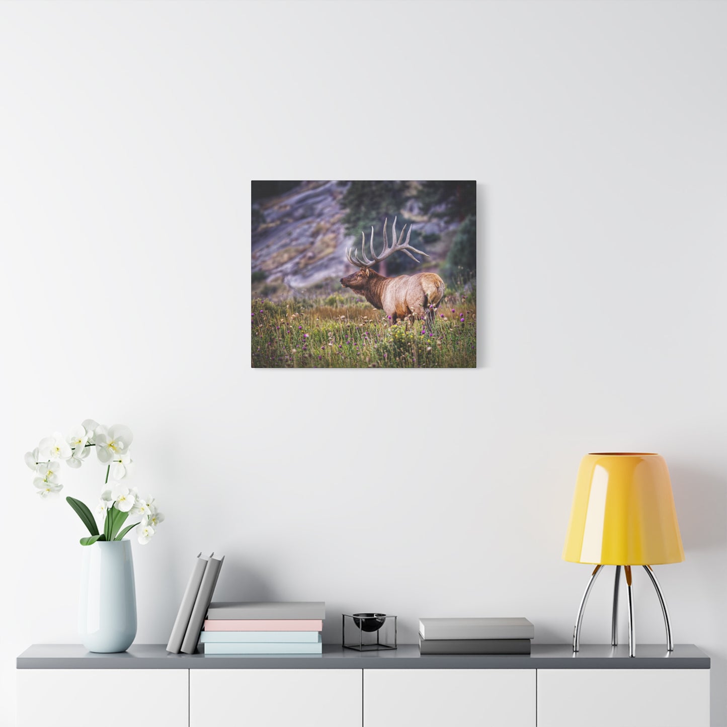 KING OF THE MEADOW BULL ELK STRETCHED CANVAS PRINT