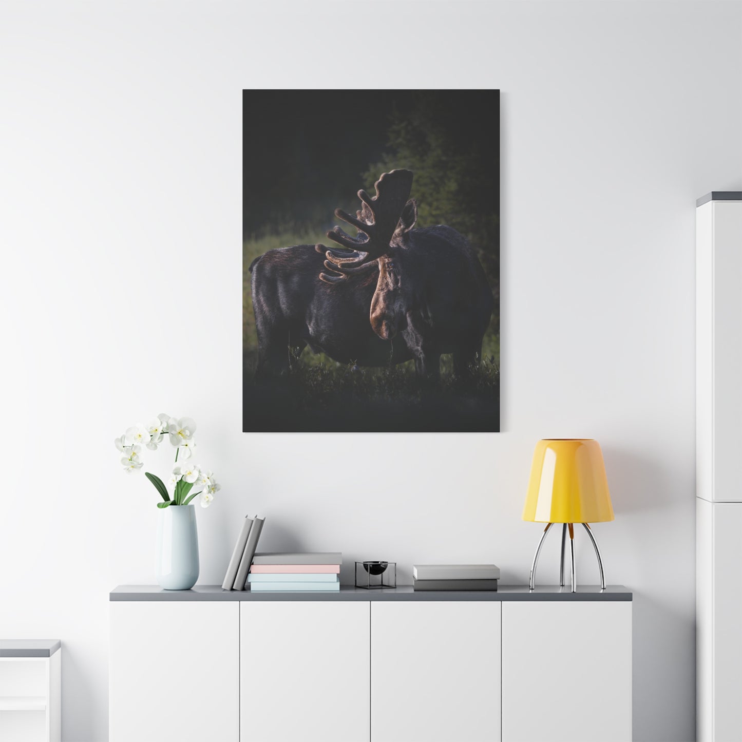 VELVET HIGHLIGHTS BULL MOOSE STRETCHED CANVAS PRINT