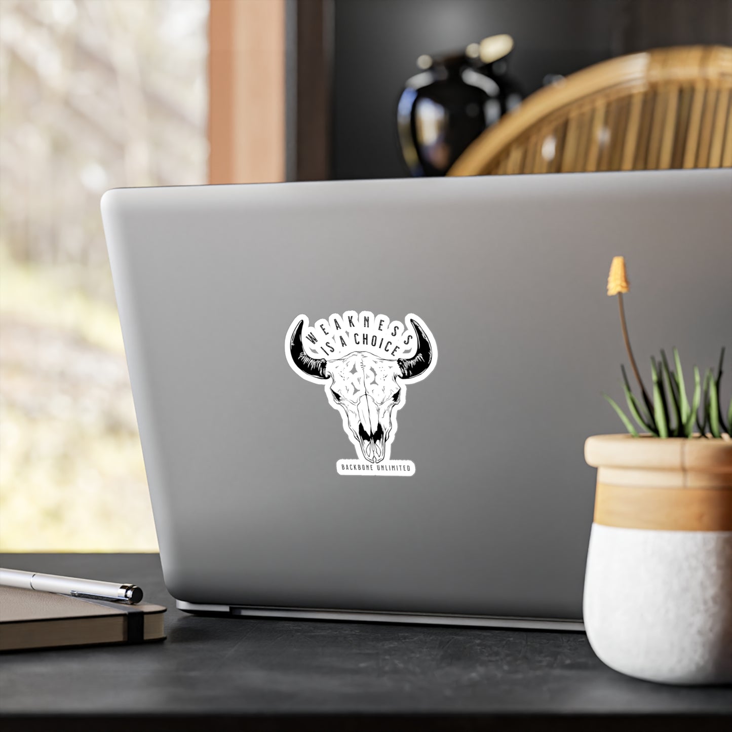 WEAKNESS IS A CHOICE BISON SKULL STICKERS