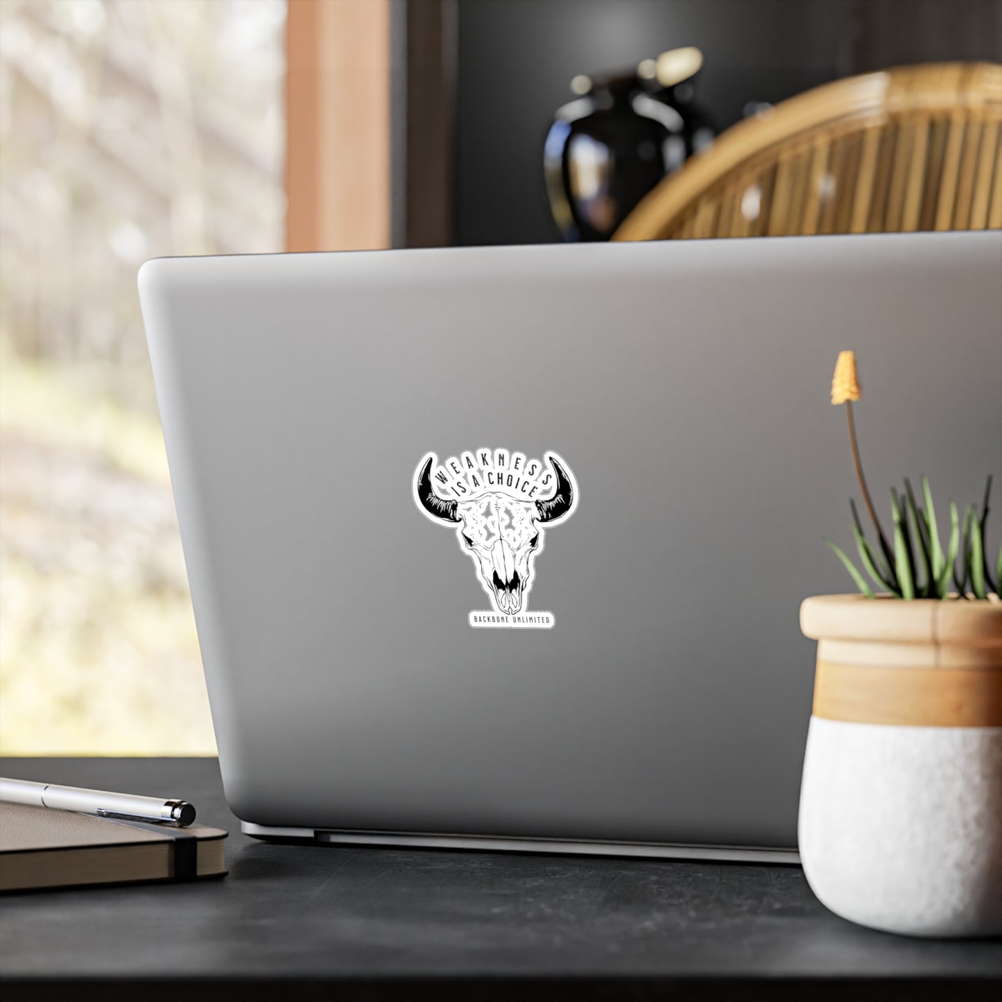 WEAKNESS IS A CHOICE BISON SKULL STICKERS