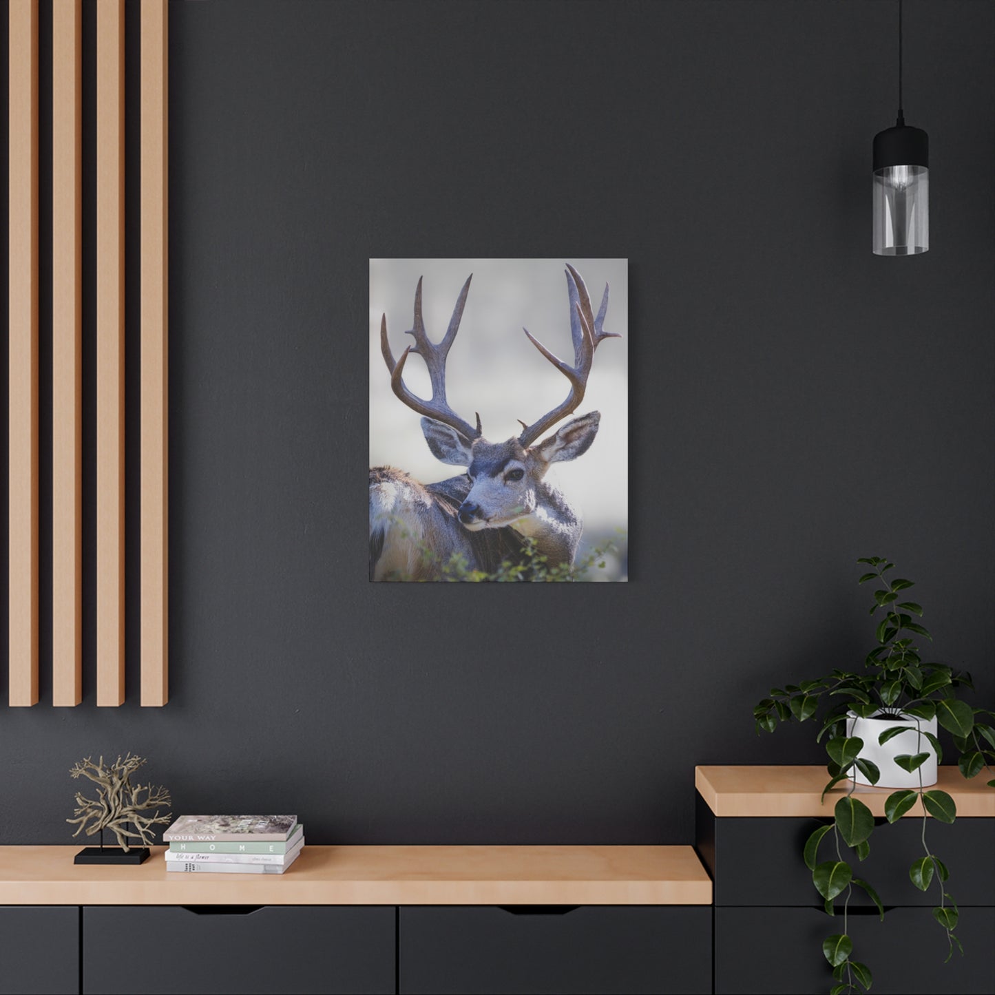 STICKERS MULE DEER BUCK STRETCHED CANVAS PRINT