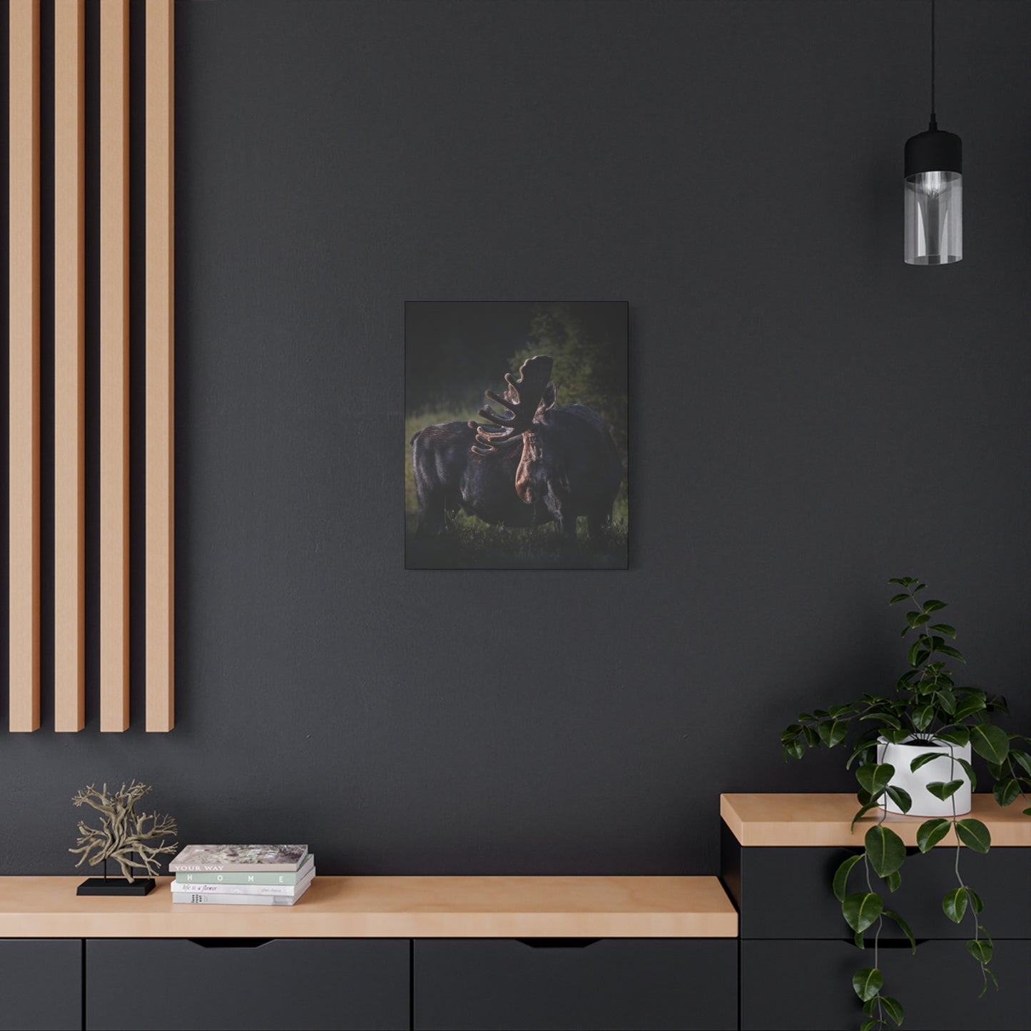 VELVET HIGHLIGHTS BULL MOOSE STRETCHED CANVAS PRINT