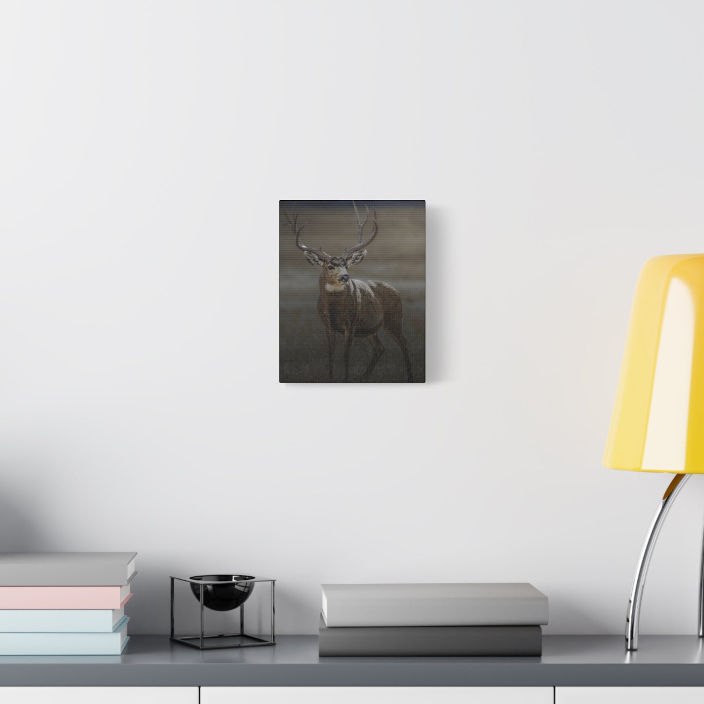MORNING MULEY MULE DEER BUCK STRETCHED CANVAS PRINT