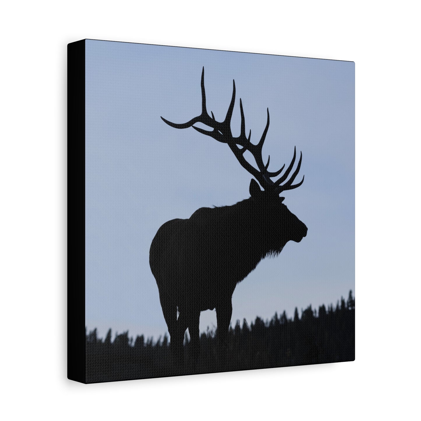 ROCKY MOUNTAIN SILHOUETTE BULL ELK STRETCHED CANVAS PRINT