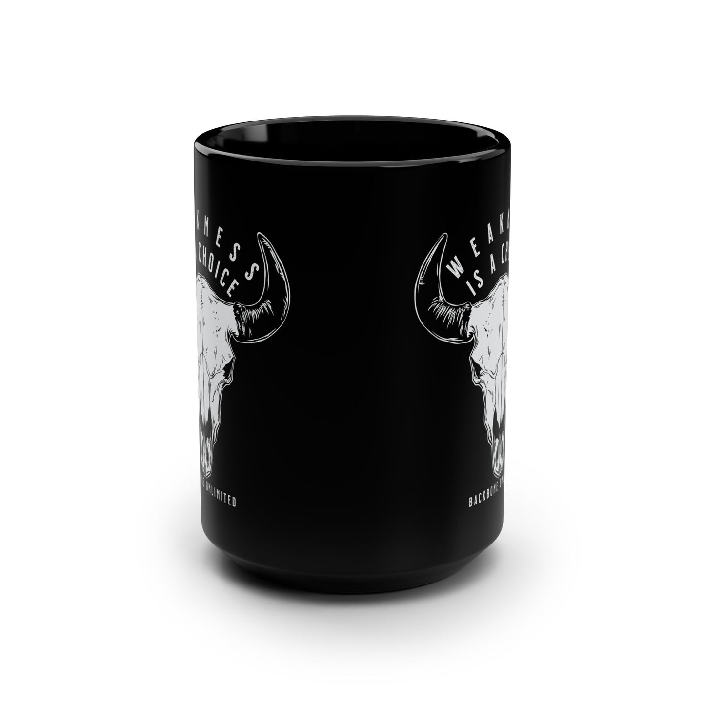 WEAKNESS IS A CHOICE BISON SKULL CERAMIC MUG