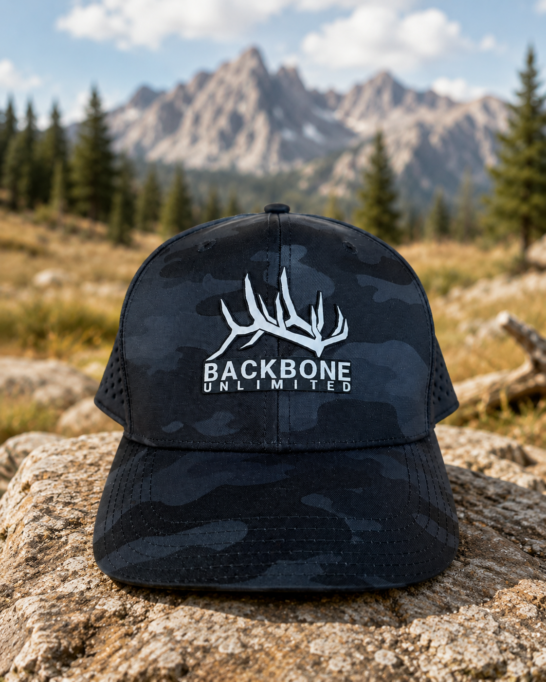 BACKBONE UNLIMITED FULL LOGO HAT - BLACK CAMO