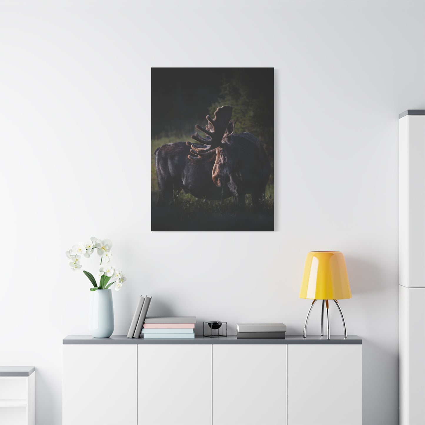 VELVET HIGHLIGHTS BULL MOOSE STRETCHED CANVAS PRINT