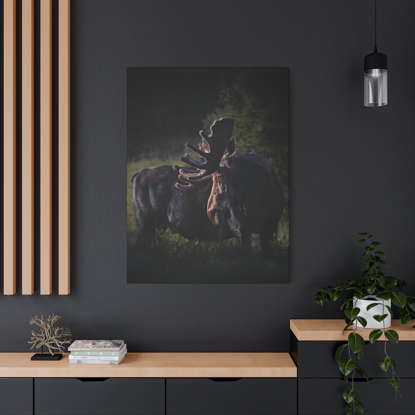 VELVET HIGHLIGHTS BULL MOOSE STRETCHED CANVAS PRINT