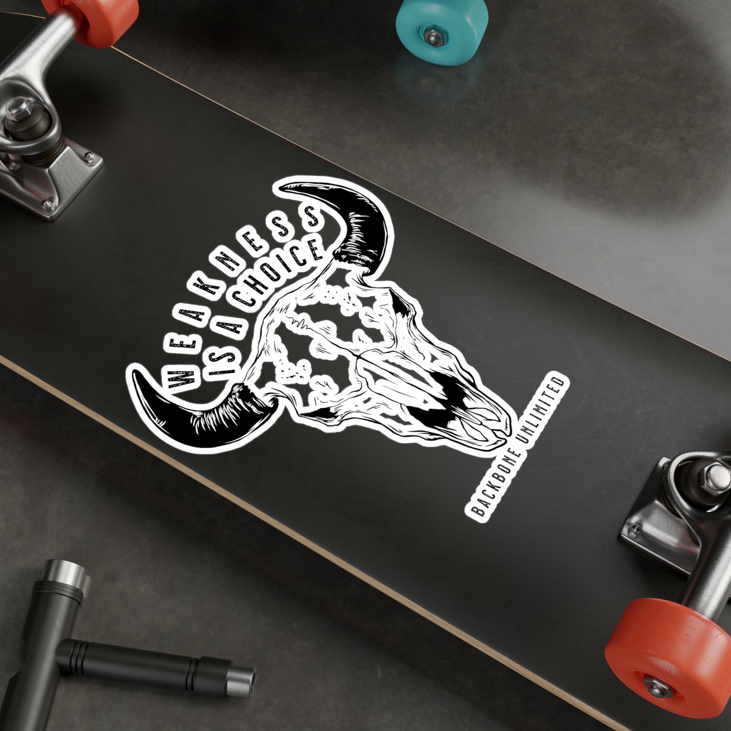 WEAKNESS IS A CHOICE BISON SKULL STICKERS