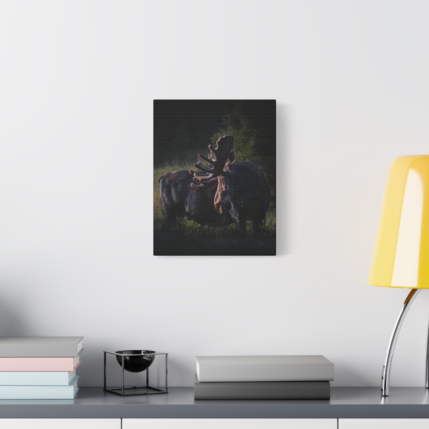 VELVET HIGHLIGHTS BULL MOOSE STRETCHED CANVAS PRINT
