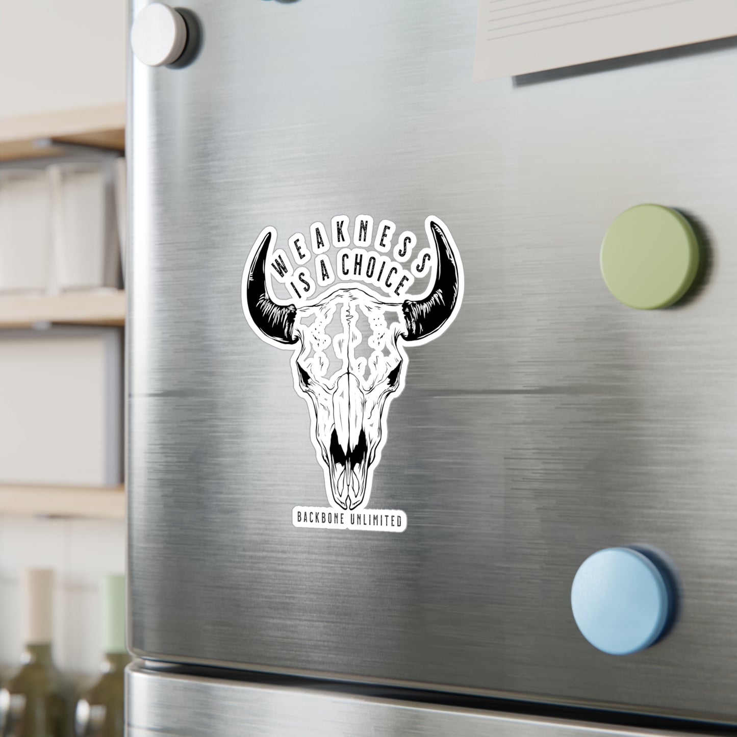 WEAKNESS IS A CHOICE BISON SKULL STICKERS