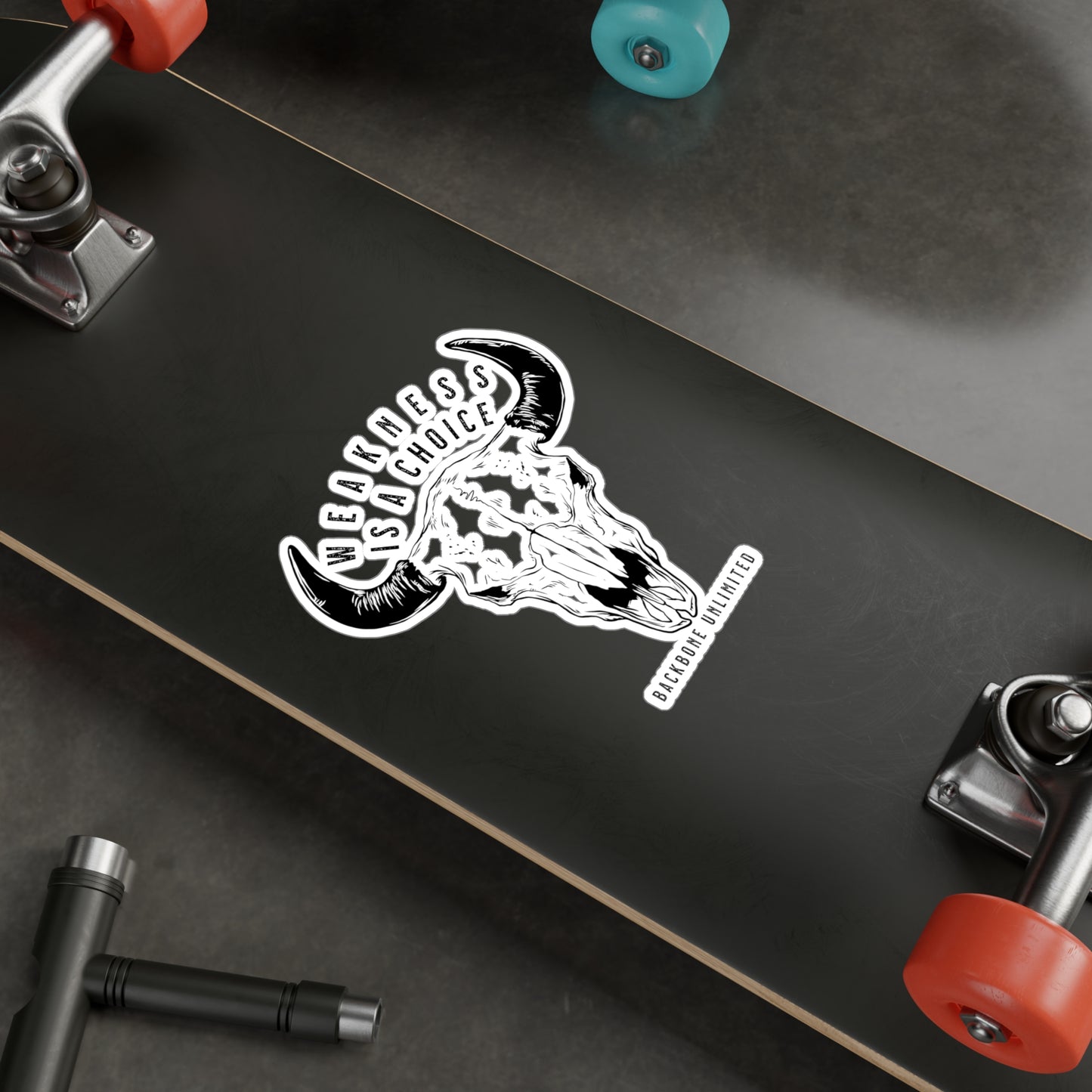 WEAKNESS IS A CHOICE BISON SKULL STICKERS