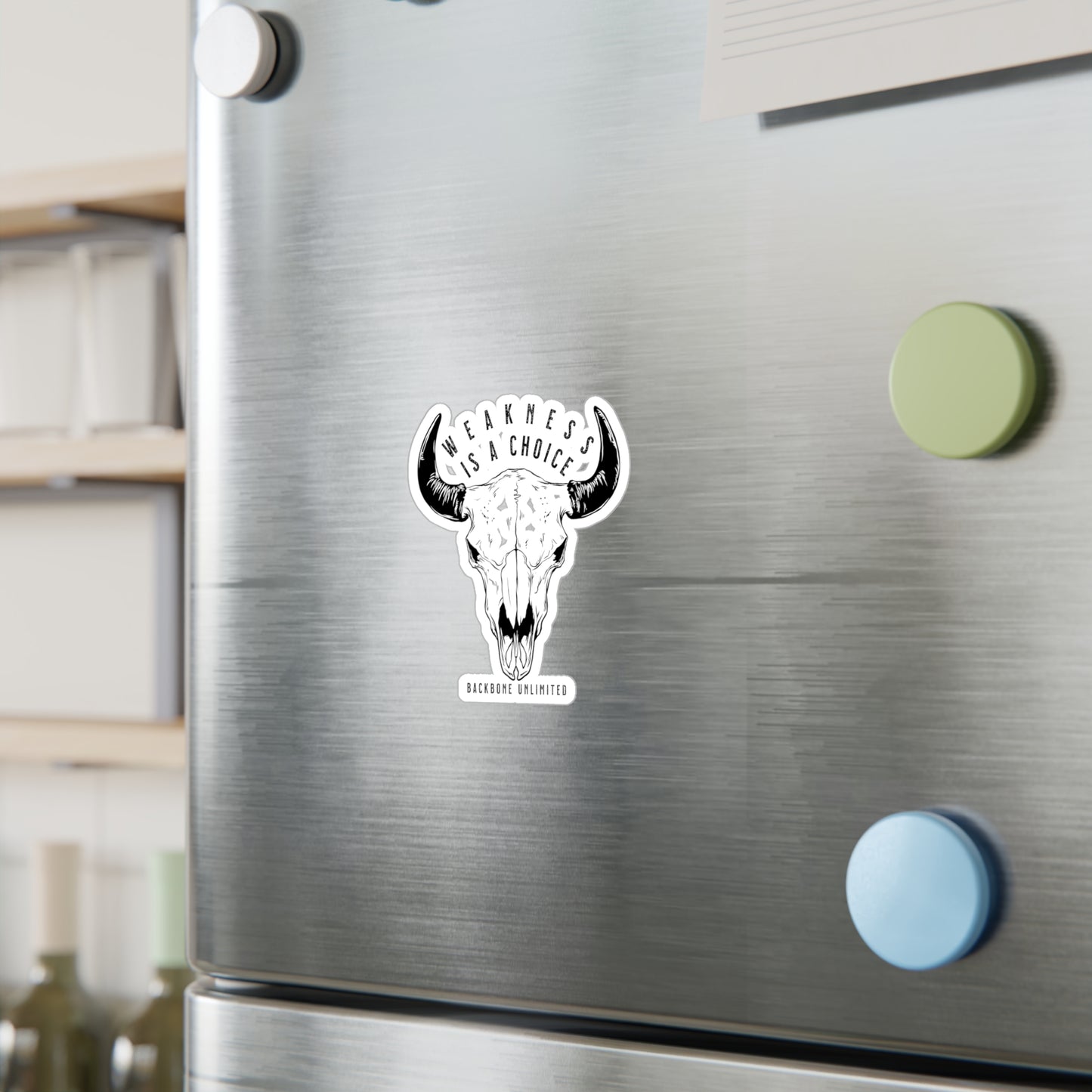 WEAKNESS IS A CHOICE BISON SKULL STICKERS