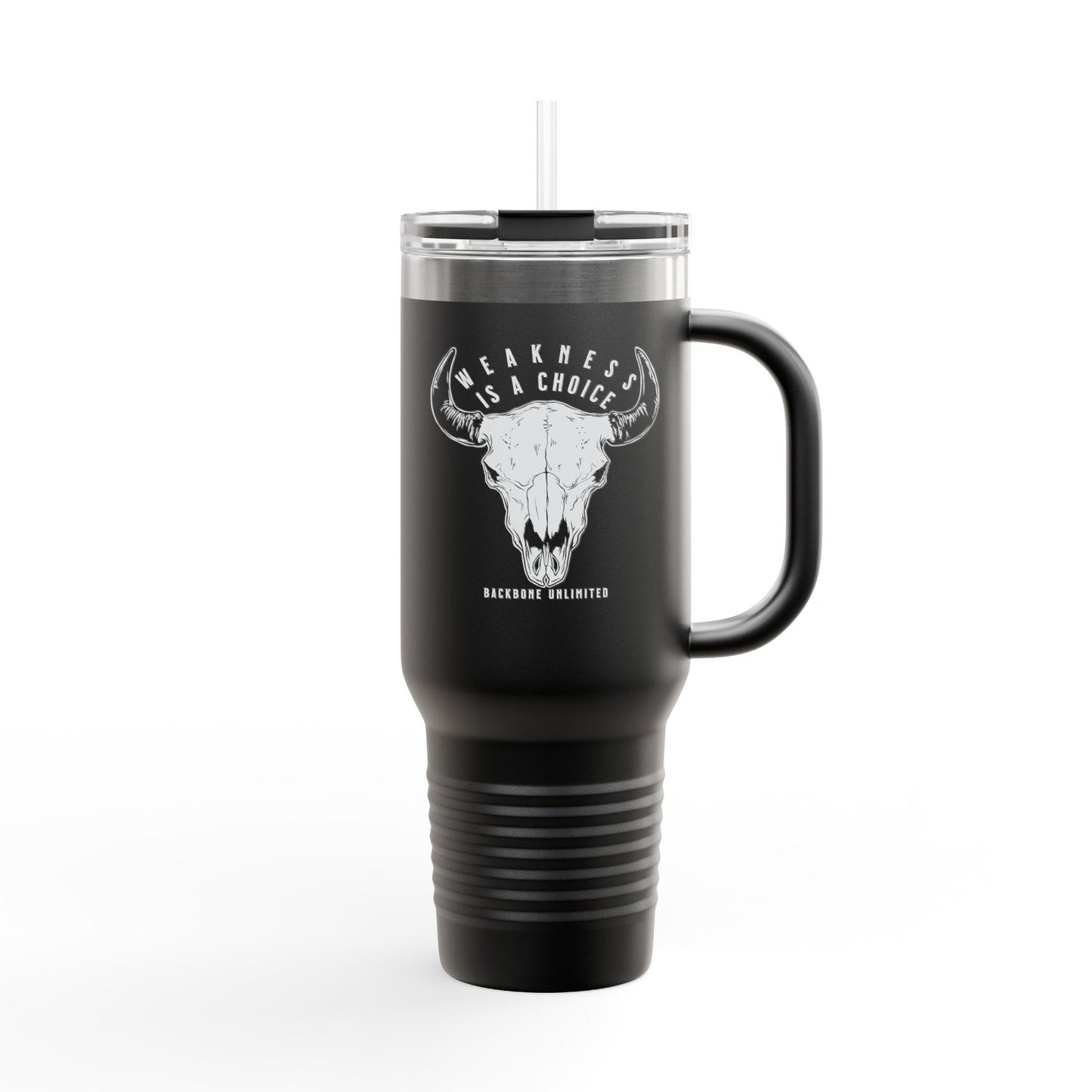 WEAKNESS IS A CHOICE BISON SKULL EXTRA LARGE 40oz TUMBLER