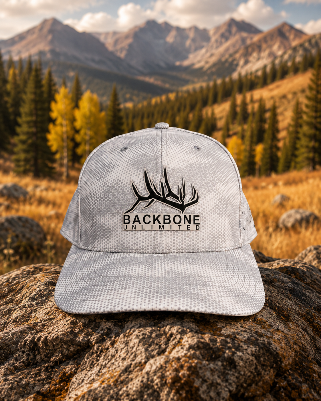 BACKBONE UNLIMITED FULL LOGO HAT - WHITE CAMO